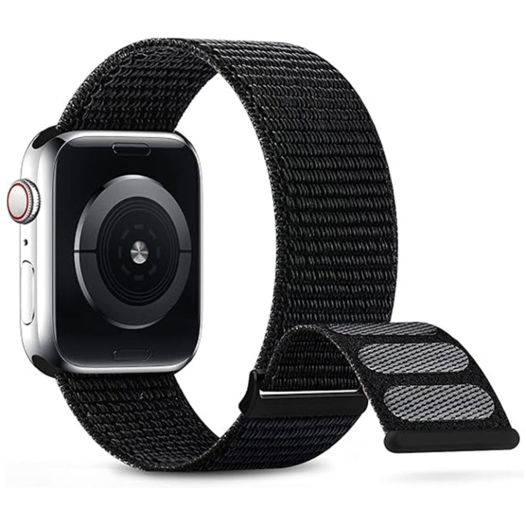 For Apple Watch Series 7 41mm Dual Hook and Loop Nylon Watch Band(Dark Black) - Watch Bands by PMC TechLife | Online Shopping South Africa | PMC TechLife