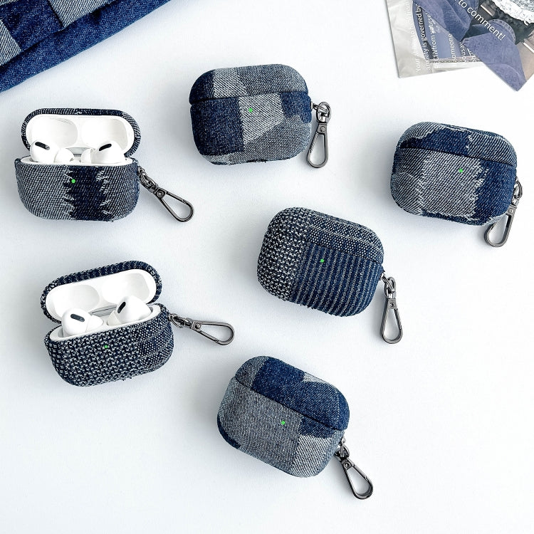 For AirPods Pro Stitching Denim Cloth Bluetooth Earphone Protective Case(Light Color Lightning) - For AirPods Pro by PMC Jewellery | Online Shopping South Africa | PMC Jewellery | Buy Now Pay Later Mobicred
