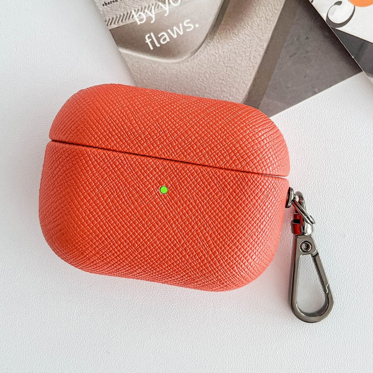 For AirPods Pro 2 Cross Texture PU Leather Bluetooth Earphone Protective Case(Red) - For AirPods Pro 2 by PMC Jewellery | Online Shopping South Africa | PMC Jewellery | Buy Now Pay Later Mobicred