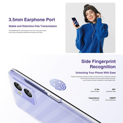 [HK Warehouse] DOOGEE N50 Pro, 8GB+256GB, Side Fingerprint, 6.52 inch Android 13 Spreadtrum T606 Octa Core 1.6GHz, Network: 4G, OTG(Purple) - DOOGEE by DOOGEE | Online Shopping South Africa | PMC Jewellery