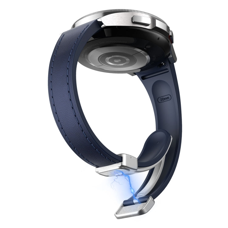 For Samsung Galaxy Watch 6 Slim Magnetic Silver Buckle Leather Silicone Watch Band(Midnight Blue) - Watch Bands by PMC Jewellery | Online Shopping South Africa | PMC Jewellery