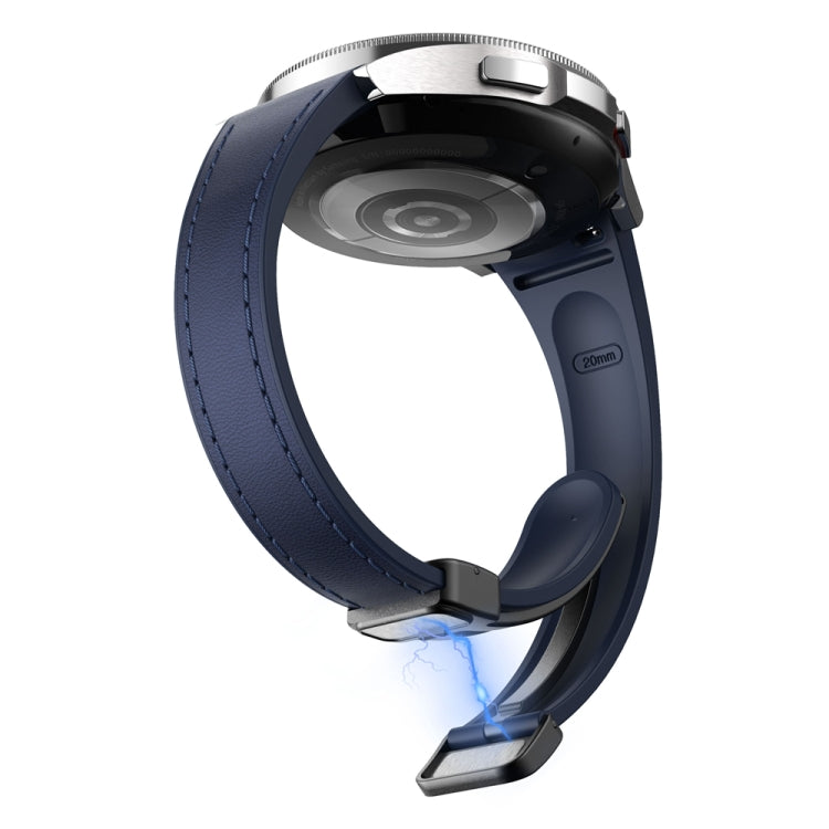 For Samsung Galaxy Watch 6 Slim Magnetic Black Buckle Leather Silicone Watch Band(Midnight Blue) - Watch Bands by PMC Jewellery | Online Shopping South Africa | PMC Jewellery