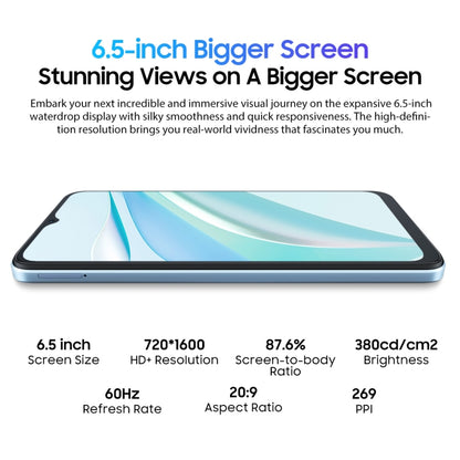 Blackview WAVE 6C, 2GB+32GB, 6.5 inch Android 13 Unisoc SC9863A Octa Core up to 1.6GHz, Network: 4G, OTG(Blue) - Blackview by Blackview | Online Shopping South Africa | PMC Jewellery | Buy Now Pay Later Mobicred