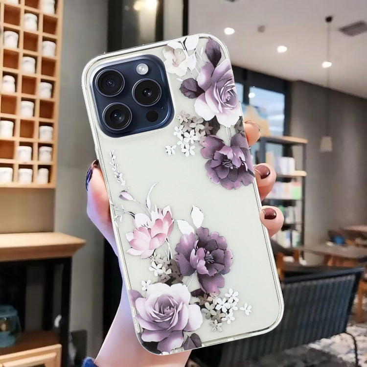 For iPhone 16 Pro Max Colorful Painting Pattern TPU Phone Case(Peony) - iPhone 16 Pro Max Cases by PMC Jewellery | Online Shopping South Africa | PMC Jewellery | Buy Now Pay Later Mobicred