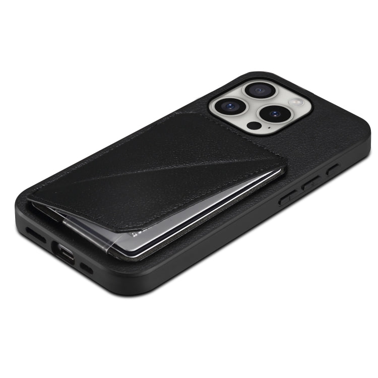 For iPhone 16 Pro Max D04 Calf Texture Dual Card Slot Holder Phone Case(Black) - iPhone 16 Pro Max Cases by PMC Jewellery | Online Shopping South Africa | PMC Jewellery | Buy Now Pay Later Mobicred