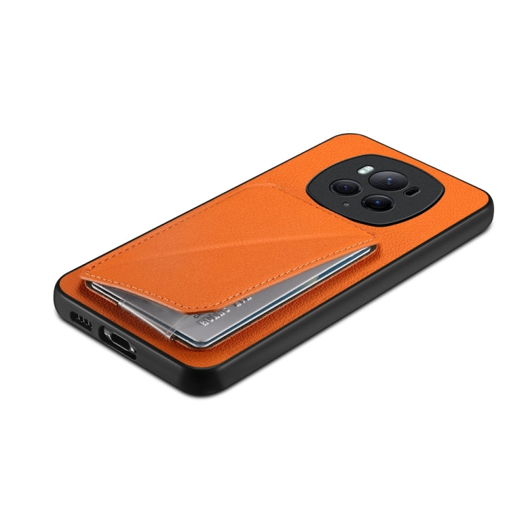 For Honor Magic6 Pro 5G D04 Calf Texture Dual Card Slot Holder Phone Case(Orange) - Honor Cases by PMC Jewellery | Online Shopping South Africa | PMC Jewellery | Buy Now Pay Later Mobicred