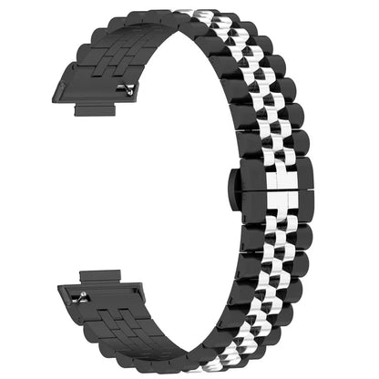 For Xiaomi Mi Band 8 Pro Five-bead Butterfly Buckle Metal Watch Band(Silver Black A) - Watch Bands by PMC Jewellery | Online Shopping South Africa | PMC Jewellery