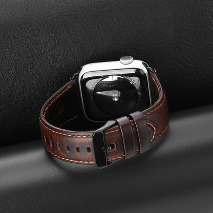 For Apple Watch Series 10 42mm DUX DUCIS Business Genuine Leather Watch Strap(Coffee) - Watch Bands by DUX DUCIS | Online Shopping South Africa | PMC Jewellery | Buy Now Pay Later Mobicred