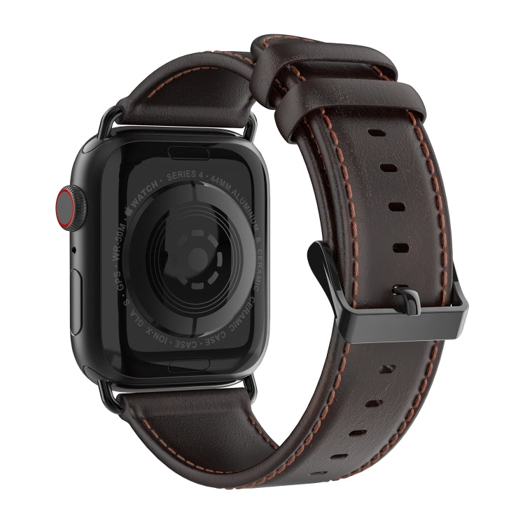 For Apple Watch Series 10 46mm DUX DUCIS Business Genuine Leather Watch Strap(Coffee) - Watch Bands by DUX DUCIS | Online Shopping South Africa | PMC Jewellery | Buy Now Pay Later Mobicred