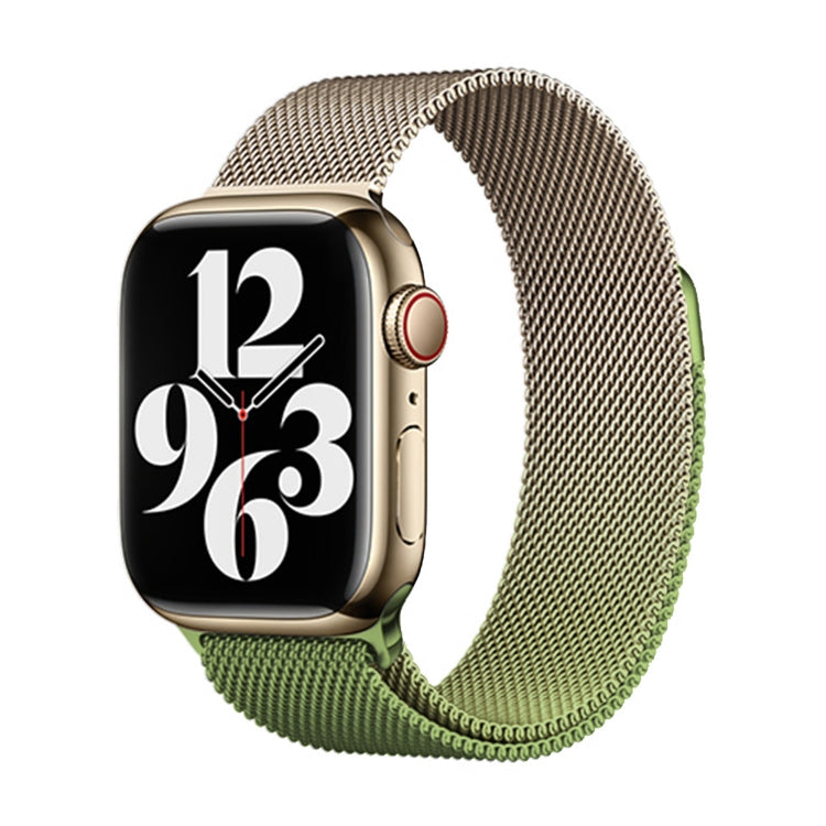 For Apple Watch SE 2023 44mm Milan Gradient Loop Magnetic Buckle Watch Band(Gold Green) - Watch Bands by PMC Jewellery | Online Shopping South Africa | PMC Jewellery