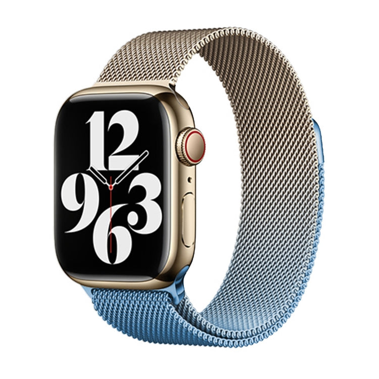 For Apple Watch Series 2 42mm Milan Gradient Loop Magnetic Buckle Watch Band(Gold Blue) - Watch Bands by PMC Jewellery | Online Shopping South Africa | PMC Jewellery