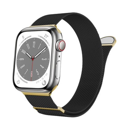 For Apple Watch SE 40mm Two Color Milanese Loop Magnetic Watch Band(Black Gold) - Watch Bands by PMC Jewellery | Online Shopping South Africa | PMC Jewellery