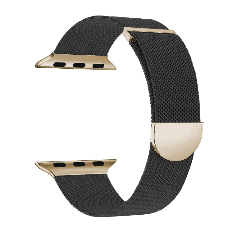 For Apple Watch Series 6 40mm Two Color Milanese Loop Magnetic Watch Band(Black Gold) - Watch Bands by PMC Jewellery | Online Shopping South Africa | PMC Jewellery