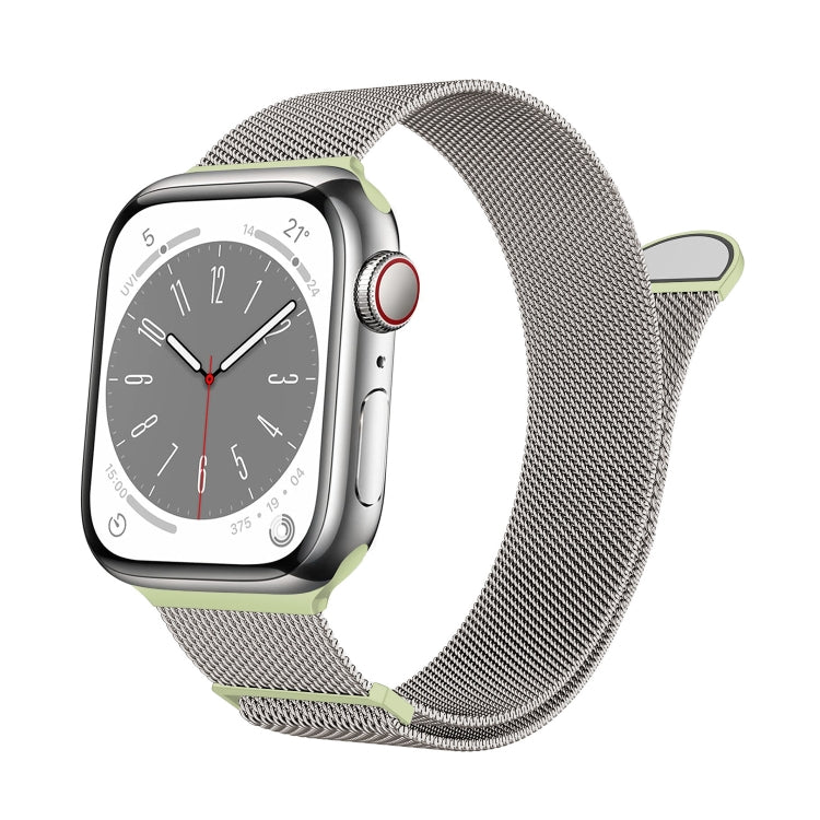 For Apple Watch Series 4 44mm Two Color Milanese Loop Magnetic Watch Band(Starlight Green) - Watch Bands by PMC Jewellery | Online Shopping South Africa | PMC Jewellery