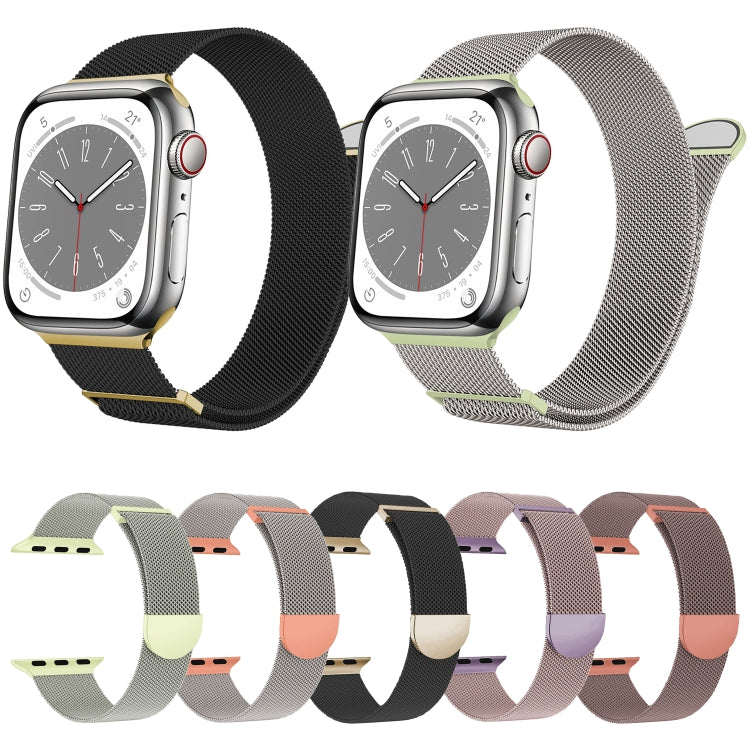 For Apple Watch Series 3 38mm Two Color Milanese Loop Magnetic Watch Band(Pink Purple) - Watch Bands by PMC Jewellery | Online Shopping South Africa | PMC Jewellery