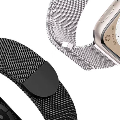 For Apple Watch Ultra 2 49mm Two Color Milanese Loop Magnetic Watch Band(Black Gold) - Watch Bands by PMC Jewellery | Online Shopping South Africa | PMC Jewellery