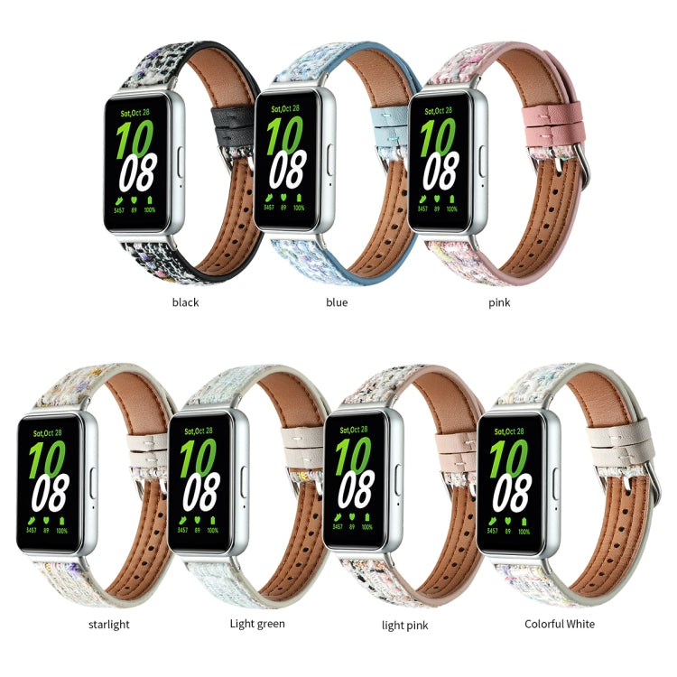 For Samsung Galaxy Fit 3 Woolen Leather Watch Band(Pink) - Watch Bands by PMC TechLife | Online Shopping South Africa | PMC TechLife | Buy Now Pay Later Mobicred
