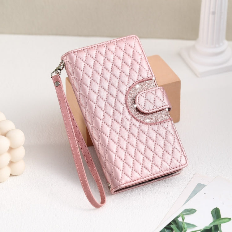 For Google Pixel 8 Pro Glitter Lattice Zipper Wallet Leather Phone Case(Rose Gold) - Google Cases by PMC Jewellery | Online Shopping South Africa | PMC Jewellery | Buy Now Pay Later Mobicred