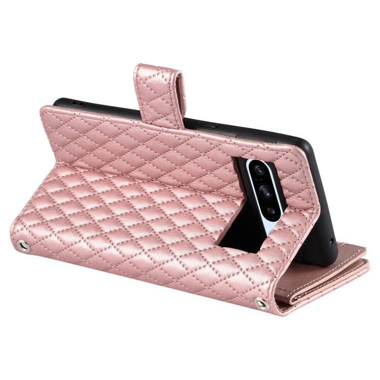 For Google Pixel 8 Pro Glitter Lattice Zipper Wallet Leather Phone Case(Rose Gold) - Google Cases by PMC Jewellery | Online Shopping South Africa | PMC Jewellery | Buy Now Pay Later Mobicred