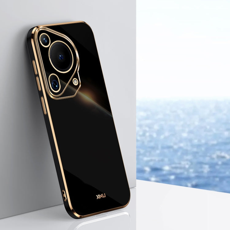 For Huawei Pura 70 Ultra XINLI Straight 6D Plating Gold Edge TPU Phone Case(Black) - Huawei Cases by XINLI | Online Shopping South Africa | PMC Jewellery | Buy Now Pay Later Mobicred