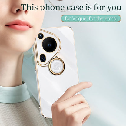 For Huawei Pura 70 Ultra XINLI Straight 6D Plating Gold Edge TPU Shockproof Case with Ring Holder(White) - Huawei Cases by XINLI | Online Shopping South Africa | PMC Jewellery | Buy Now Pay Later Mobicred