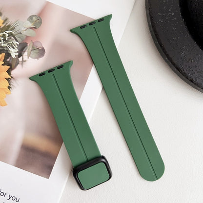 For Apple Watch SE 2023 44mm Magnetic Square Buckle Silicone Watch Band(Alfalfa) - Watch Bands by PMC Jewellery | Online Shopping South Africa | PMC Jewellery