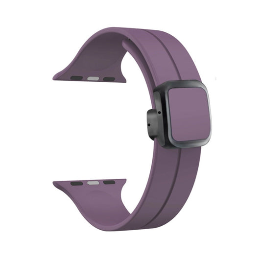 For Apple Watch SE 2023 40mm Magnetic Square Buckle Silicone Watch Band(Fruit Purple) - Watch Bands by PMC Jewellery | Online Shopping South Africa | PMC Jewellery