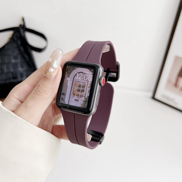 For Apple Watch Ultra 49mm Magnetic Square Buckle Silicone Watch Band(Fruit Purple) - Watch Bands by PMC Jewellery | Online Shopping South Africa | PMC Jewellery