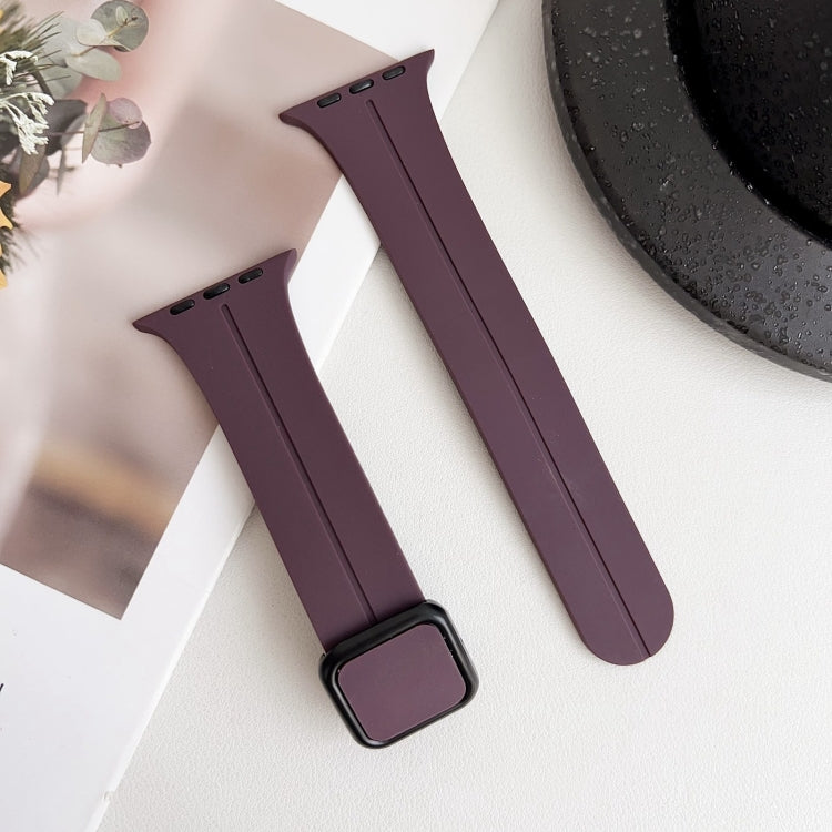 For Apple Watch Ultra 49mm Magnetic Square Buckle Silicone Watch Band(Fruit Purple) - Watch Bands by PMC Jewellery | Online Shopping South Africa | PMC Jewellery