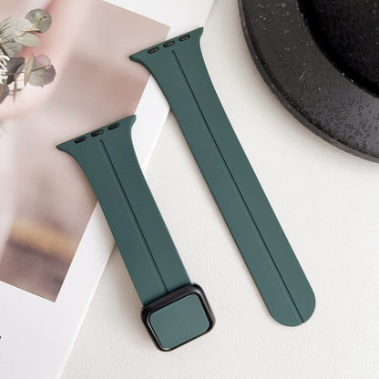 For Apple Watch Series 8 45mm Magnetic Square Buckle Silicone Watch Band(Pine Green) - Watch Bands by PMC Jewellery | Online Shopping South Africa | PMC Jewellery