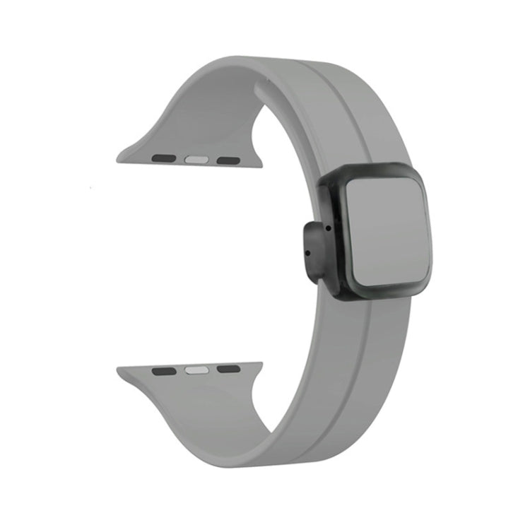 For Apple Watch SE 2022 44mm Magnetic Square Buckle Silicone Watch Band(Cloud Gray) - Watch Bands by PMC Jewellery | Online Shopping South Africa | PMC Jewellery