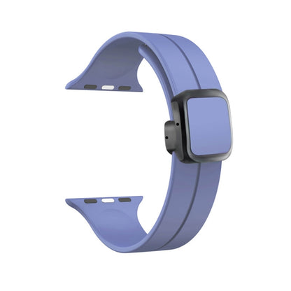 For Apple Watch Series 7 45mm Magnetic Square Buckle Silicone Watch Band(Lilacs Purple) - Watch Bands by PMC Jewellery | Online Shopping South Africa | PMC Jewellery