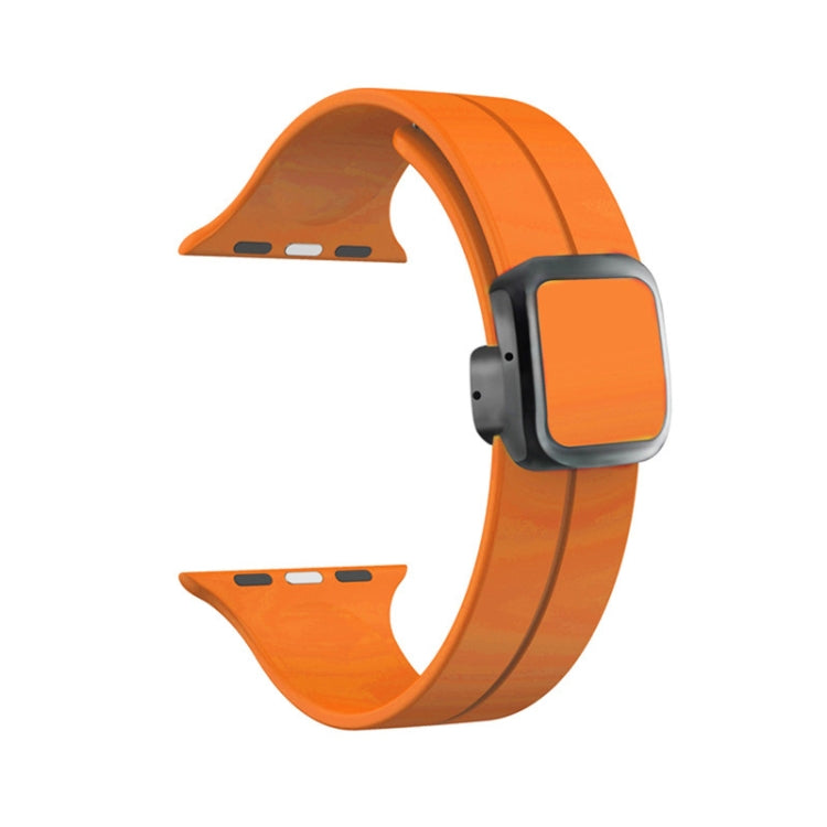 For Apple Watch Series 3 42mm Magnetic Square Buckle Silicone Watch Band(Orange) - Watch Bands by PMC Jewellery | Online Shopping South Africa | PMC Jewellery