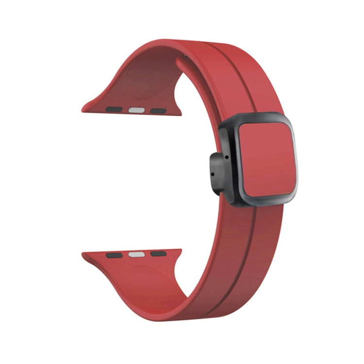 For Apple Watch Series 3 42mm Magnetic Square Buckle Silicone Watch Band(Red) - Watch Bands by PMC Jewellery | Online Shopping South Africa | PMC Jewellery