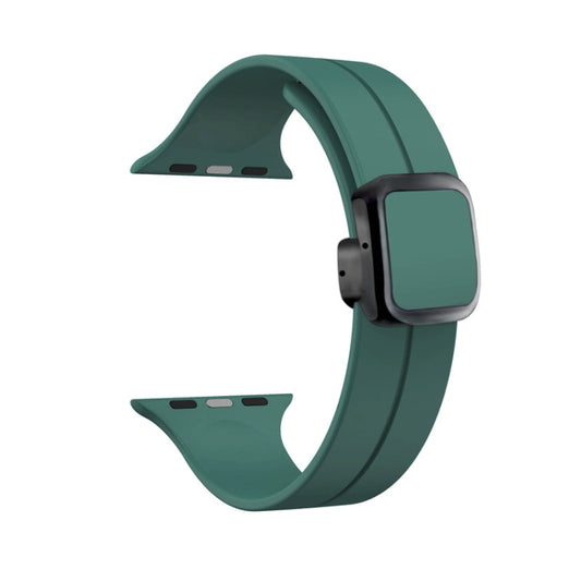 For Apple Watch Series 2 42mm Magnetic Square Buckle Silicone Watch Band(Pine Green) - Watch Bands by PMC Jewellery | Online Shopping South Africa | PMC Jewellery