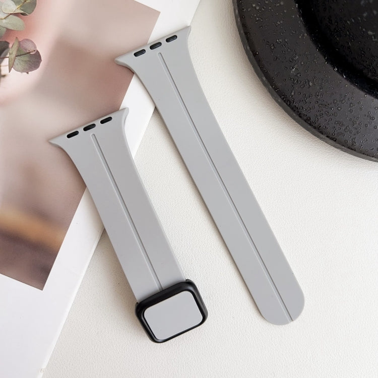 For Apple Watch Series 2 42mm Magnetic Square Buckle Silicone Watch Band(Cloud Gray) - Watch Bands by PMC Jewellery | Online Shopping South Africa | PMC Jewellery