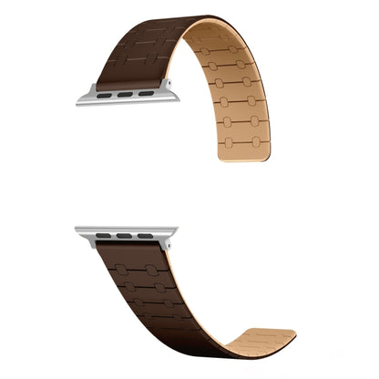 For Apple Watch SE 2023 44mm Two Color Loop Magnetic Silicone Watch Band(Dark Brown+Light Brown) - Watch Bands by PMC Jewellery | Online Shopping South Africa | PMC Jewellery