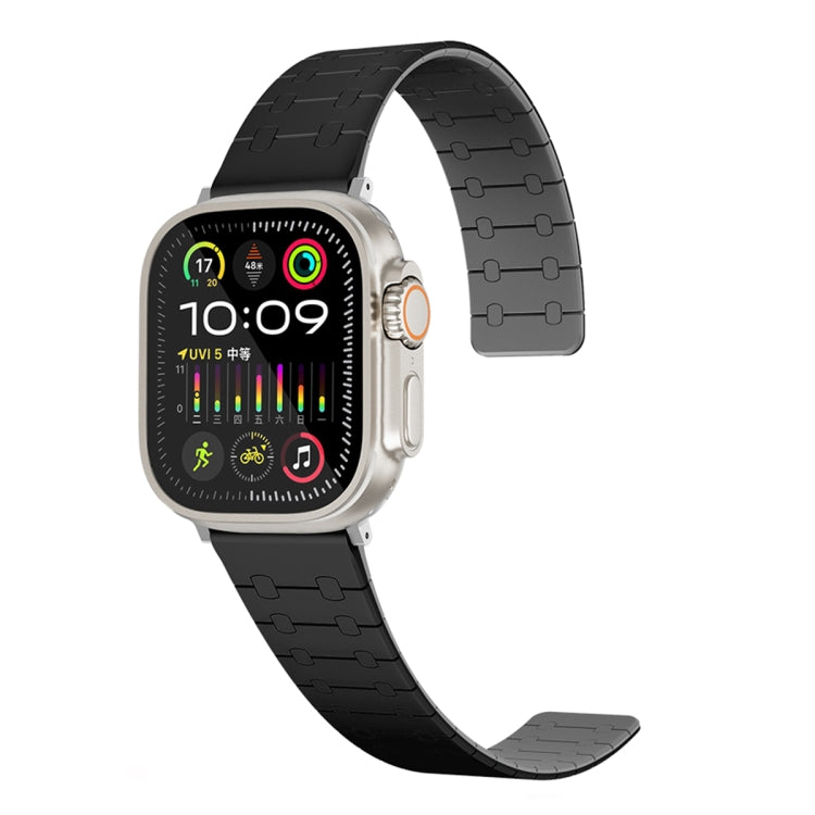 For Apple Watch Ultra 49mm Two Color Loop Magnetic Silicone Watch Band(Black+Grey) - Watch Bands by PMC Jewellery | Online Shopping South Africa | PMC Jewellery