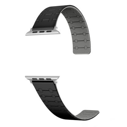 For Apple Watch SE 44mm Two Color Loop Magnetic Silicone Watch Band(Black+Grey) - Watch Bands by PMC Jewellery | Online Shopping South Africa | PMC Jewellery