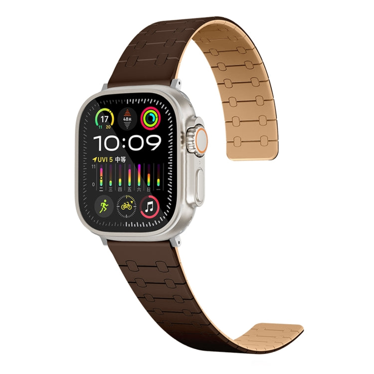 For Apple Watch Series 4 44mm Two Color Loop Magnetic Silicone Watch Band(Dark Brown+Light Brown) - Watch Bands by PMC Jewellery | Online Shopping South Africa | PMC Jewellery