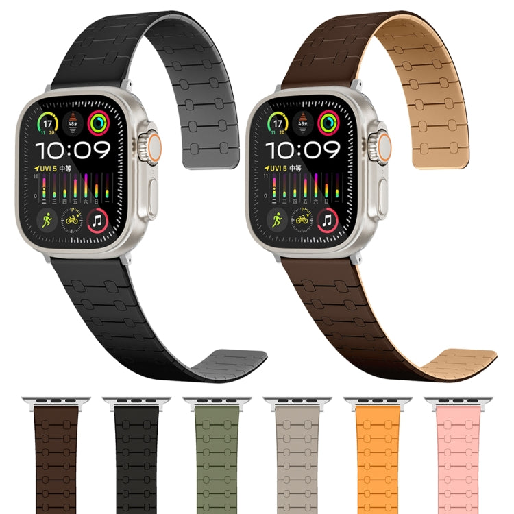 For Apple Watch 42mm Two Color Loop Magnetic Silicone Watch Band(Black+Grey) - Watch Bands by PMC Jewellery | Online Shopping South Africa | PMC Jewellery