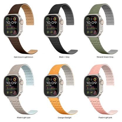 For Apple Watch Series 2 38mm Two Color Loop Magnetic Silicone Watch Band(Orange+Starlight) - Watch Bands by PMC Jewellery | Online Shopping South Africa | PMC Jewellery