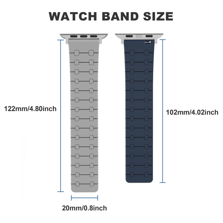 For Apple Watch SE 44mm Two Color Loop Magnetic Silicone Watch Band(Black+Grey) - Watch Bands by PMC Jewellery | Online Shopping South Africa | PMC Jewellery