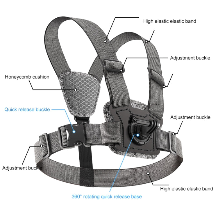 7 in 1 Phone Clamp Adjustable Body Mount Belt Chest Strap with Mount & Screw(Grey) - Chest Belt by RUIGPRO | Online Shopping South Africa | PMC Jewellery | Buy Now Pay Later Mobicred