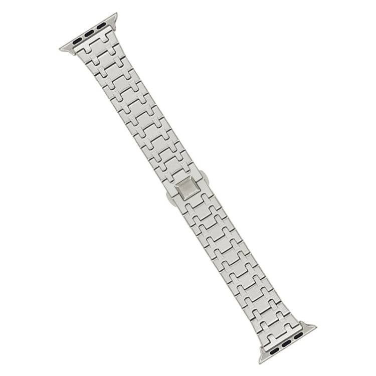 For Apple Watch SE 2023 44mm Double T Stainless Steel Watch Band(Starlight) - Watch Bands by PMC Jewellery | Online Shopping South Africa | PMC Jewellery