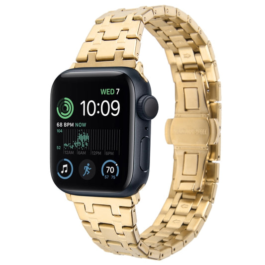 For Apple Watch SE 40mm Double T Stainless Steel Watch Band(Gold) - Watch Bands by PMC Jewellery | Online Shopping South Africa | PMC Jewellery