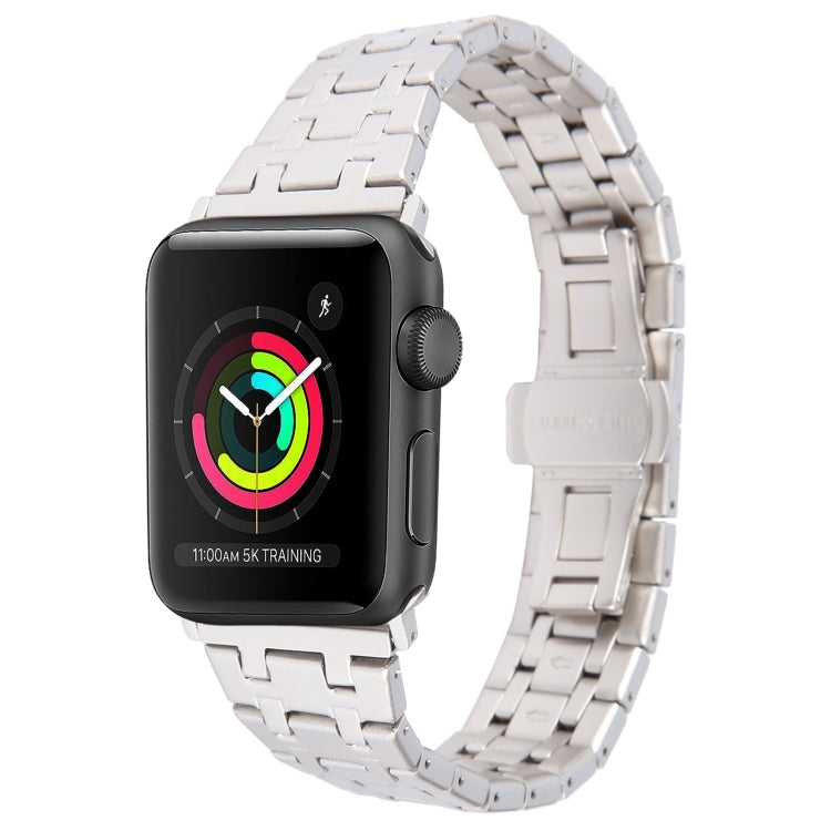 For Apple Watch Series 3 38mm Double T Stainless Steel Watch Band(Starlight) - Watch Bands by PMC Jewellery | Online Shopping South Africa | PMC Jewellery