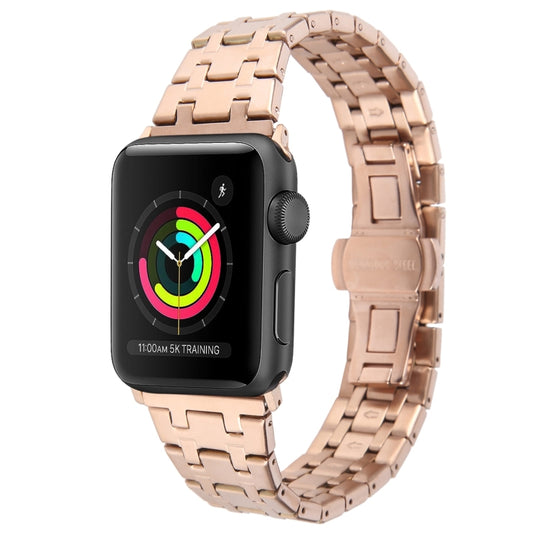 For Apple Watch Series 2 42mm Double T Stainless Steel Watch Band(Rose Gold) - Watch Bands by PMC Jewellery | Online Shopping South Africa | PMC Jewellery