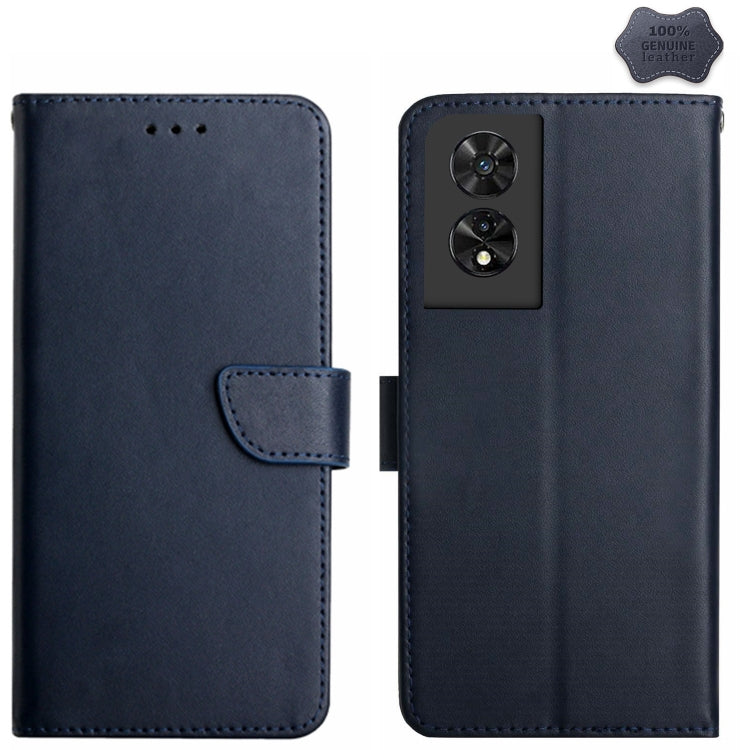 For TCL 505 Genuine Leather Fingerprint-proof Flip Phone Case(Blue) - TCL by PMC TechLife | Online Shopping South Africa | PMC TechLife | Buy Now Pay Later Mobicred