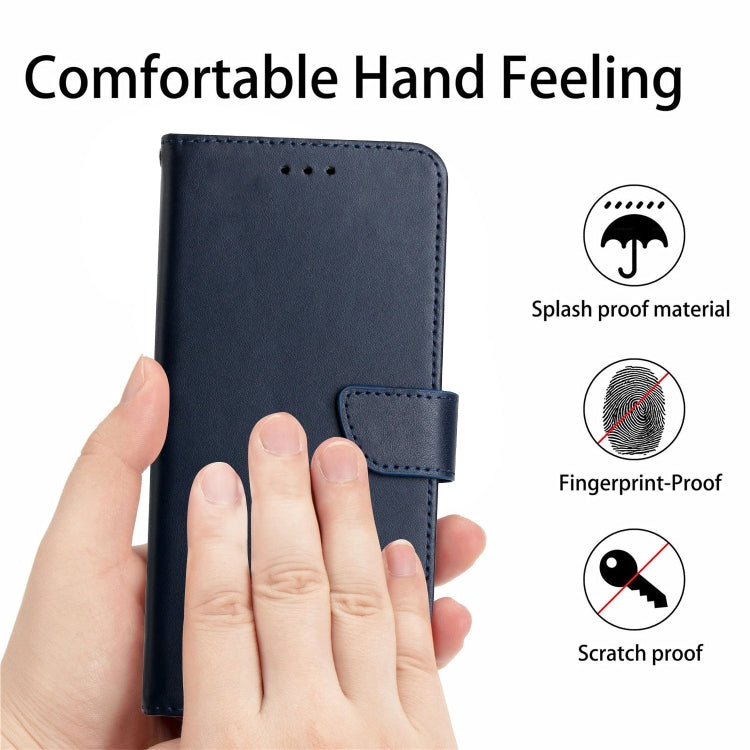 For TCL 505 Genuine Leather Fingerprint-proof Flip Phone Case(Blue) - TCL by PMC TechLife | Online Shopping South Africa | PMC TechLife | Buy Now Pay Later Mobicred